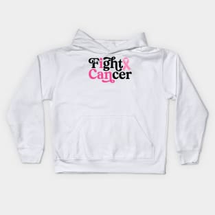 I Can Fight Cancer - Breast Cancer Support  - Survivor - Awareness Pink Ribbon Black Font Kids Hoodie